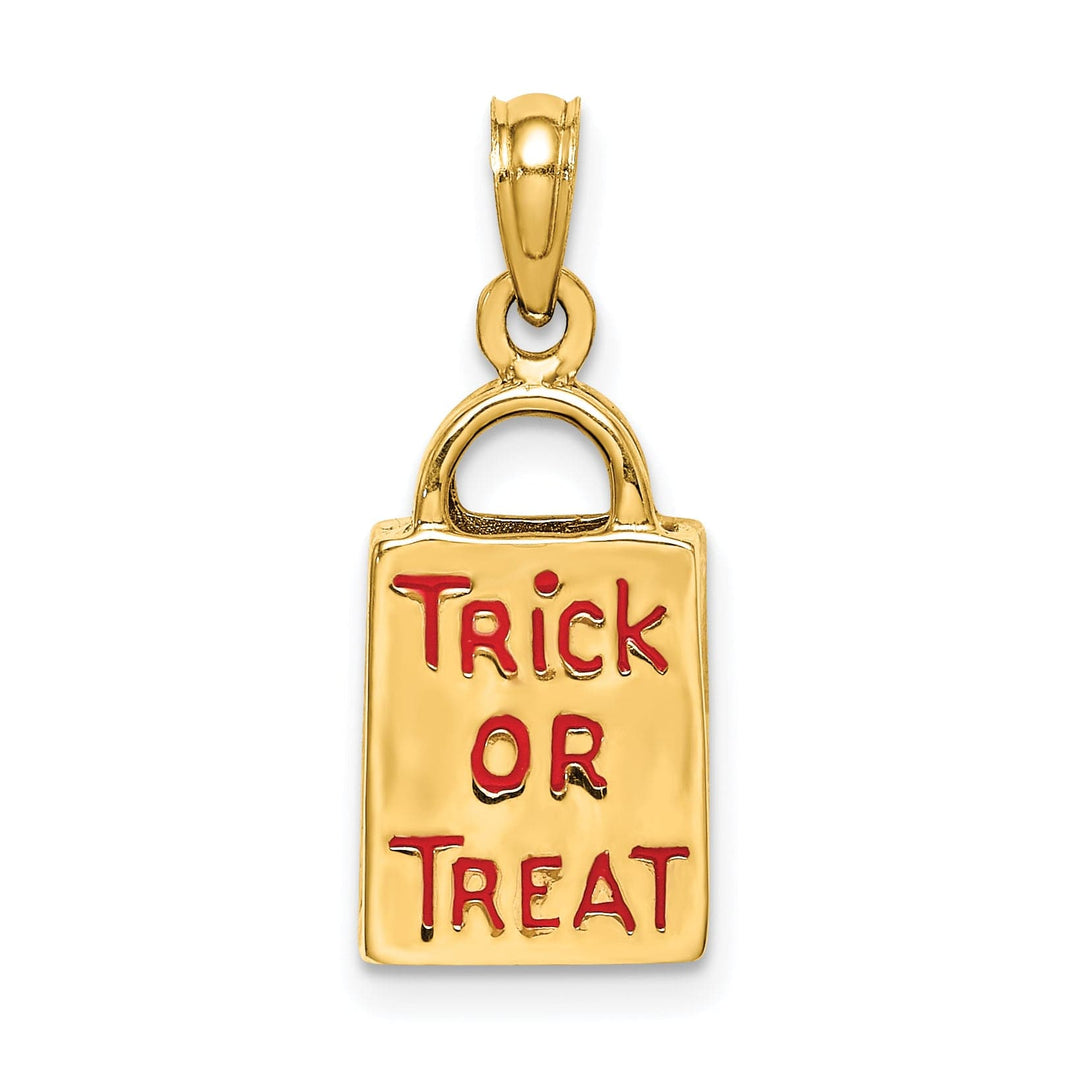 Lovely Rita's Pendants & Charms 14K Yellow Gold 3-D Jack-o-Lantern Trick or Treat Bag Charm Pendant