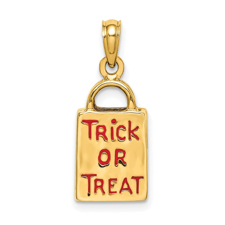 Lovely Rita's Pendants & Charms 14K Yellow Gold 3-D Jack-o-Lantern Trick or Treat Bag Charm Pendant