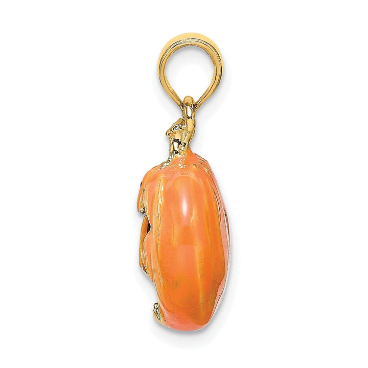 Lovely Rita's Pendants & Charms 14K Yellow Gold 3-D Jack-o-Lantern with Black Cat Moon Charm Pendant