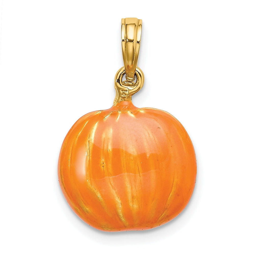 Lovely Rita's Pendants & Charms 14K Yellow Gold 3-D Jack-o-Lantern with Black Cat Moon Charm Pendant