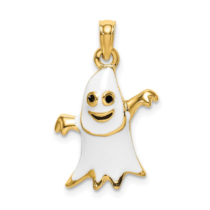 Lovely Rita's Pendants & Charms 14K  Yellow Gold 3-D White Enameled Ghost Charm Pendant