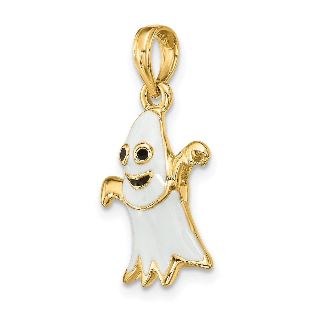 Lovely Rita's Pendants & Charms 14K  Yellow Gold 3-D White Enameled Ghost Charm Pendant
