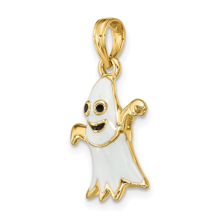 Lovely Rita's Pendants & Charms 14K  Yellow Gold 3-D White Enameled Ghost Charm Pendant