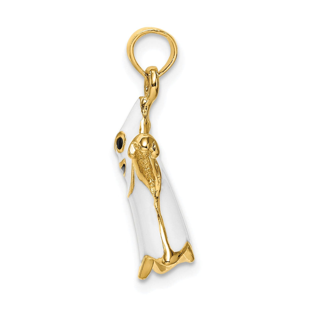 Lovely Rita's Pendants & Charms 14K  Yellow Gold 3-D White Enameled Ghost Charm Pendant