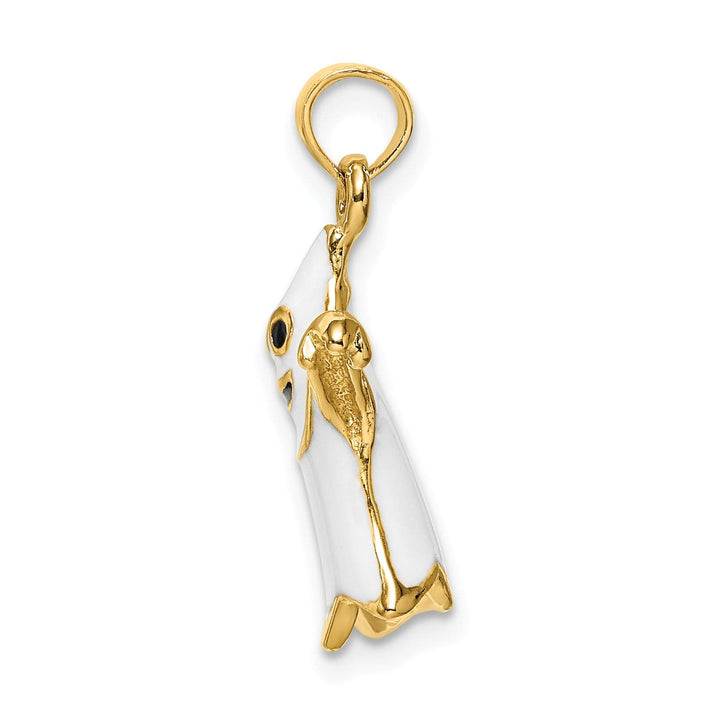 Lovely Rita's Pendants & Charms 14K  Yellow Gold 3-D White Enameled Ghost Charm Pendant