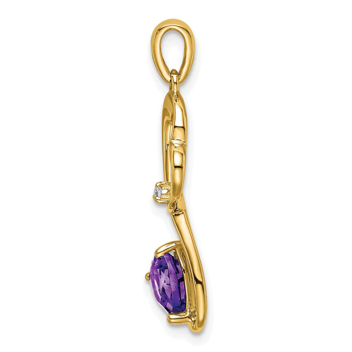 Lovely Rita's Pendants & Charms 14k Yellow Gold Amethyst and Diamond Heart Pendant