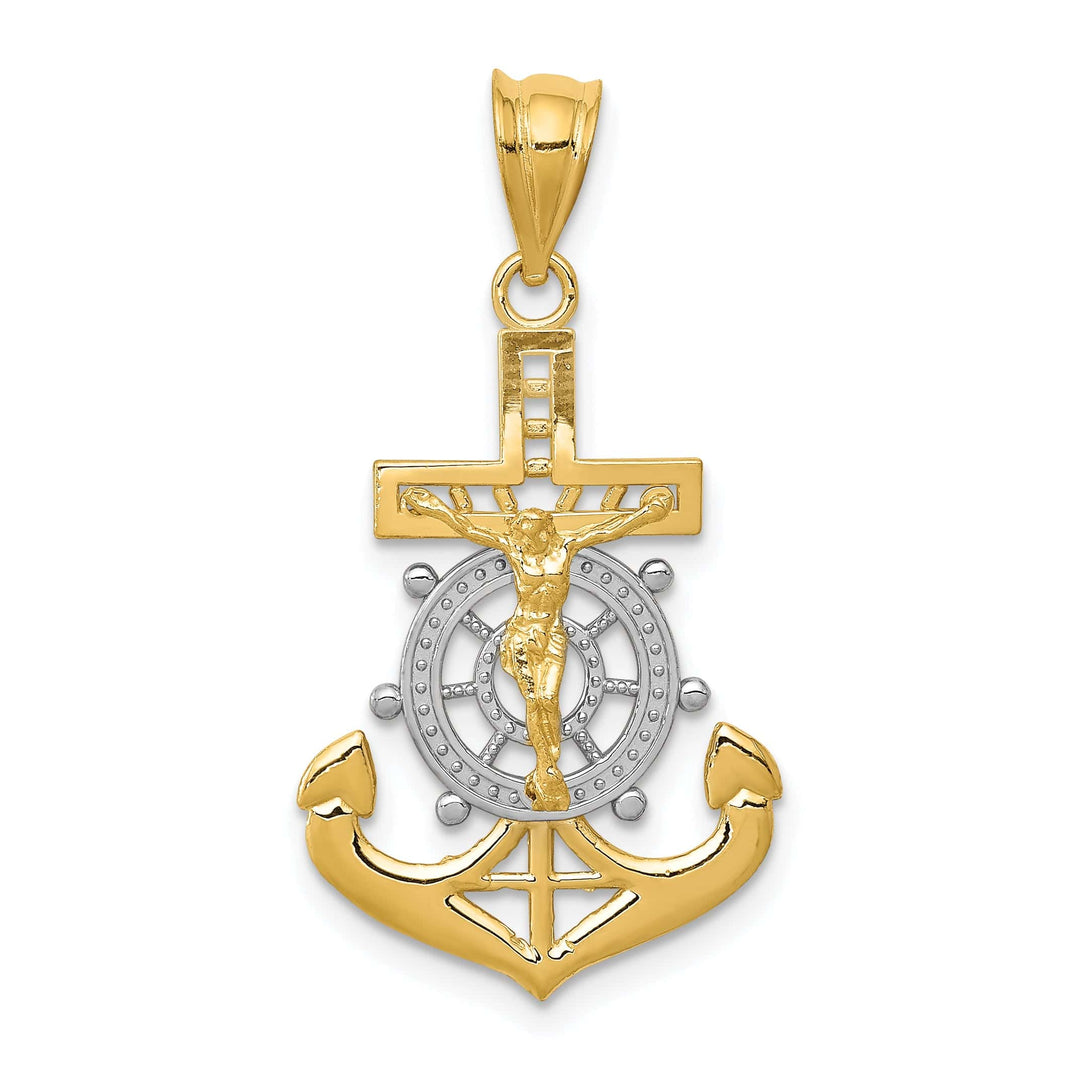 Lovely Rita's Pendants & Charms 14K Yellow Gold and Rhodium D.C Mariner Crucifix Pendant