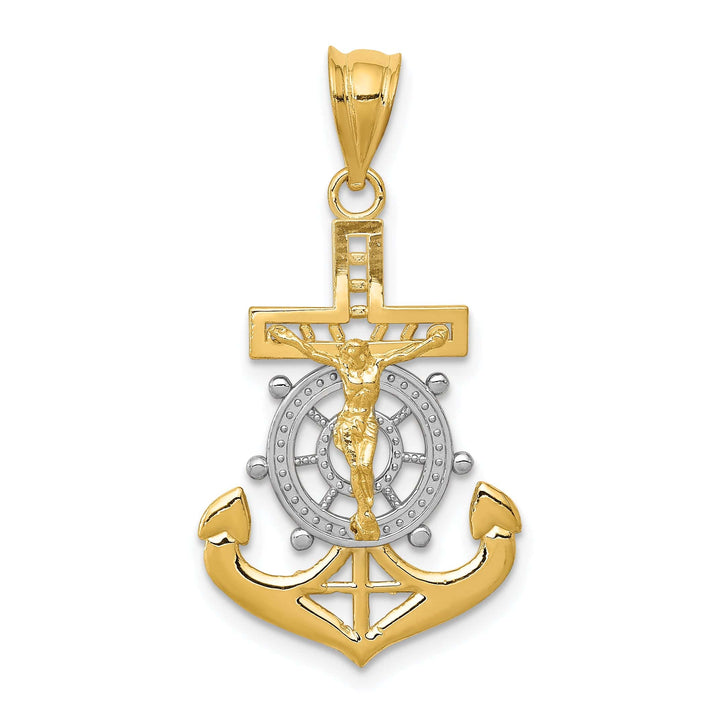 Lovely Rita's Pendants & Charms 14K Yellow Gold and Rhodium D.C Mariner Crucifix Pendant