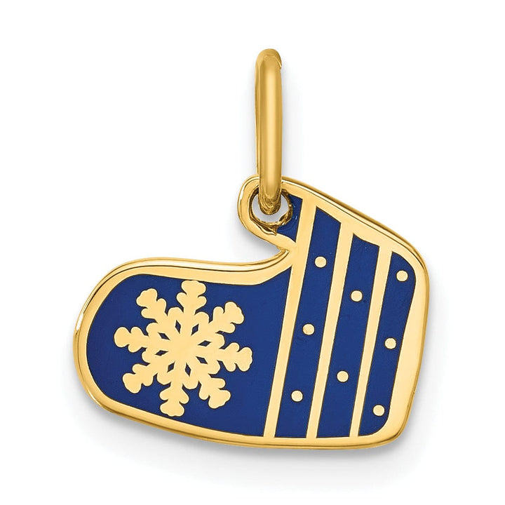 Lovely Rita's Pendants & Charms 14k Yellow Gold Blue Enameled Mitten Charm  Pendant