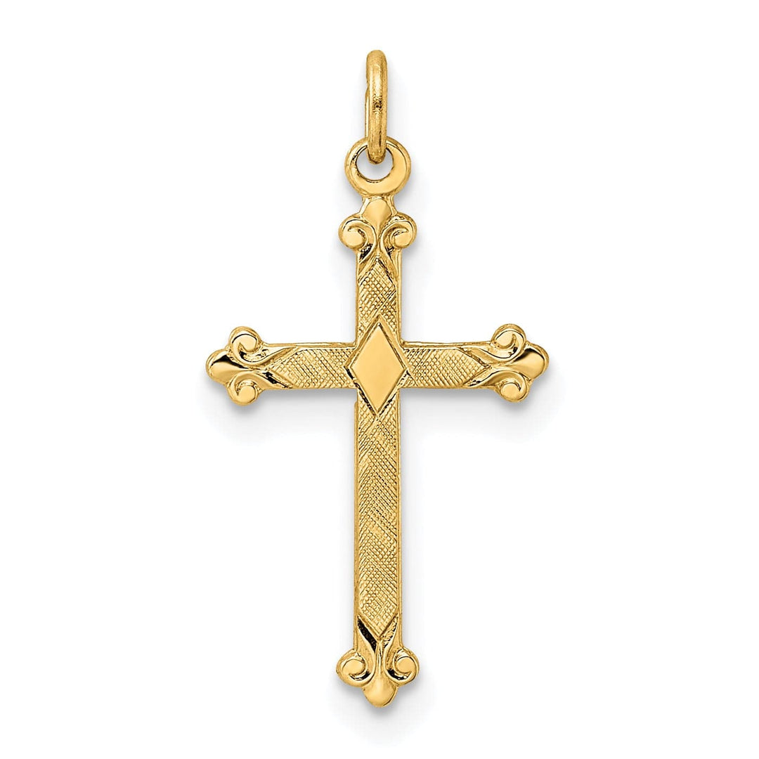 Lovely Rita's Pendants & Charms 14k Yellow Gold Budded Ornate Design Cross Pendant