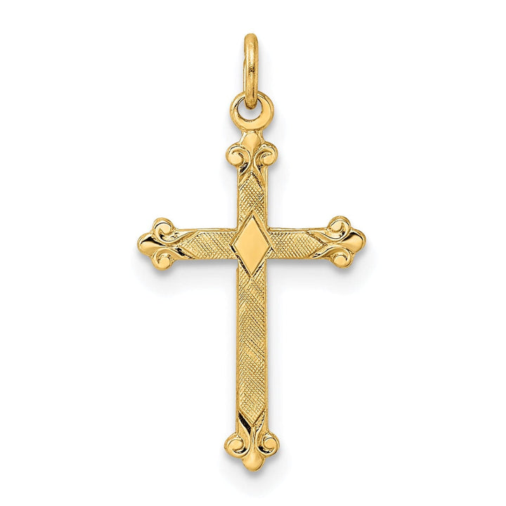Lovely Rita's Pendants & Charms 14k Yellow Gold Budded Ornate Design Cross Pendant