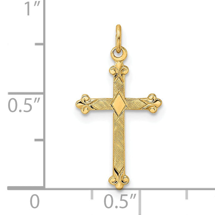 Lovely Rita's Pendants & Charms 14k Yellow Gold Budded Ornate Design Cross Pendant