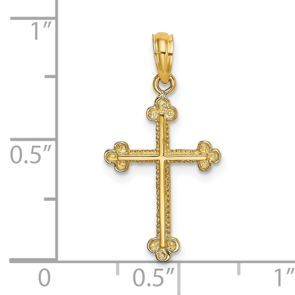 Lovely Rita's Pendants & Charms 14K Yellow Gold Budded Tip Edges Cross Pendant