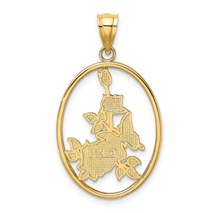 Lovely Rita's Pendants & Charms 14K Yellow Gold Butterfly In Oval with Flowers Charm Pendant