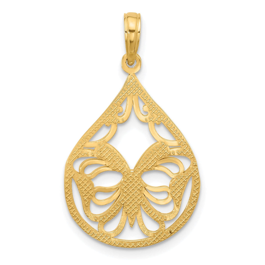 Lovely Rita's Pendants & Charms 14K Yellow Gold Butterfly Teardrop Design Charm Pendant