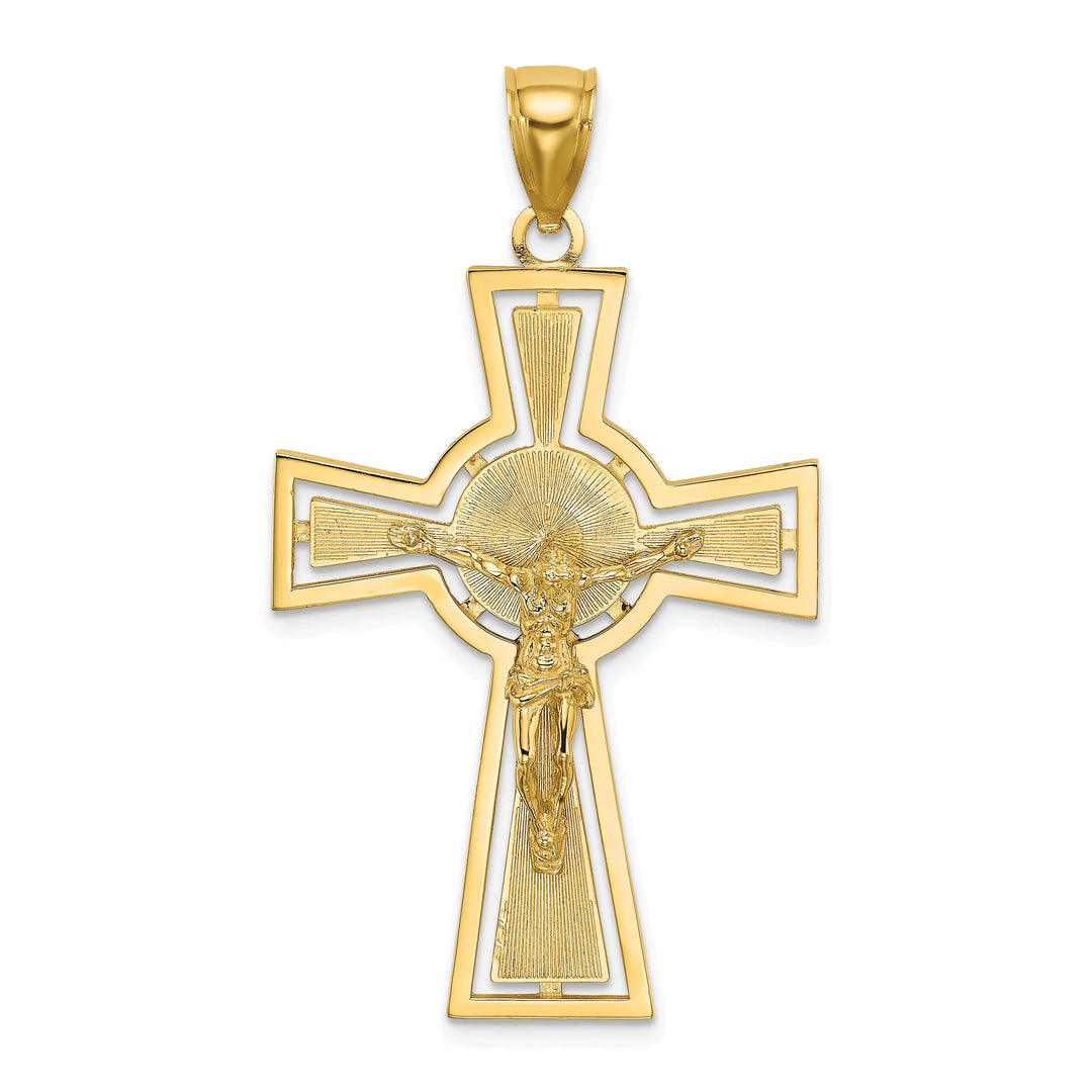 Lovely Rita's Pendants & Charms 14K Yellow Gold Classic Cut-Out Celtic Crucifix Cross Pendant