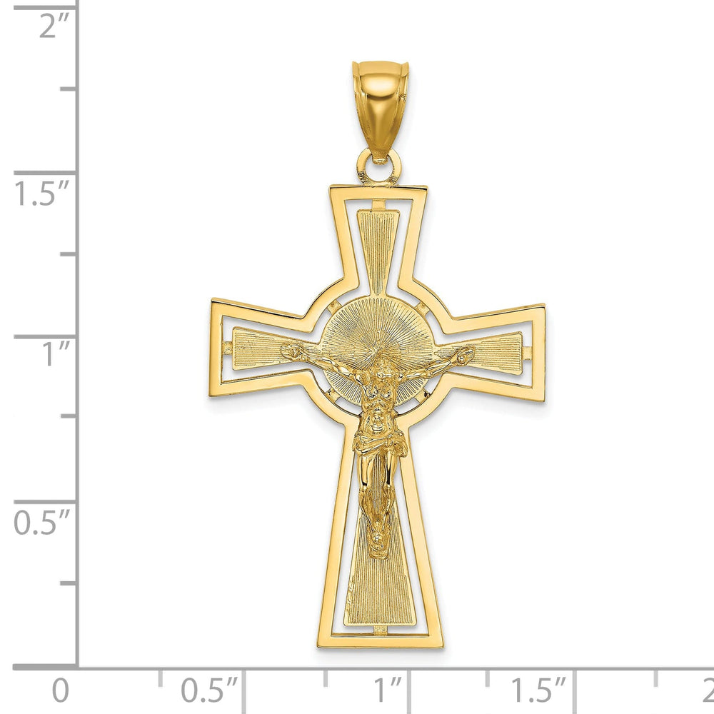 Lovely Rita's Pendants & Charms 14K Yellow Gold Classic Cut-Out Celtic Crucifix Cross Pendant