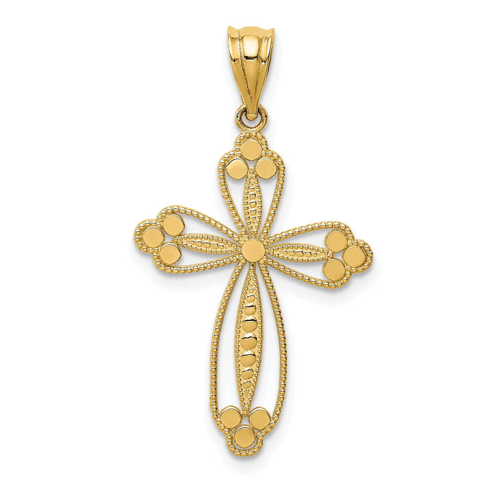 Lovely Rita's Pendants & Charms 14k Yellow Gold Classic Design Budded Cross Pendant