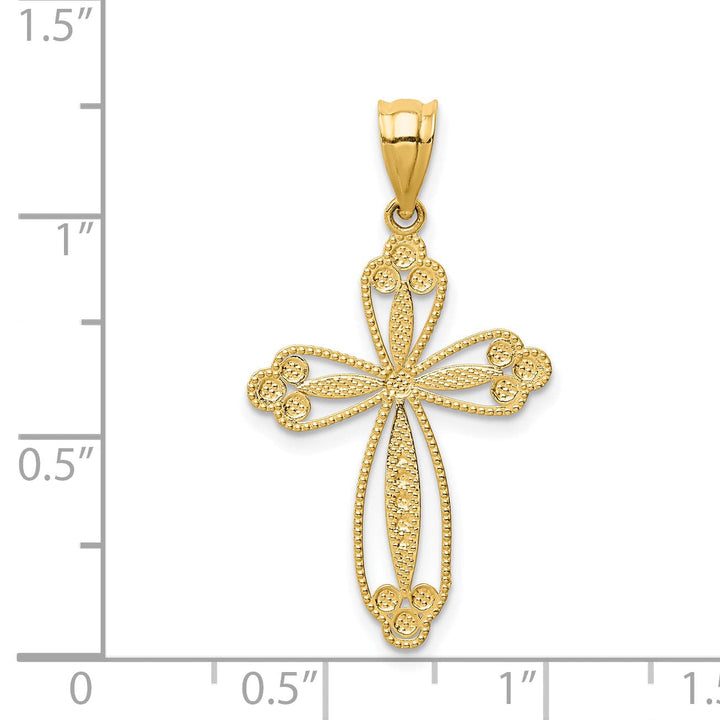 Lovely Rita's Pendants & Charms 14k Yellow Gold Classic Design Budded Cross Pendant