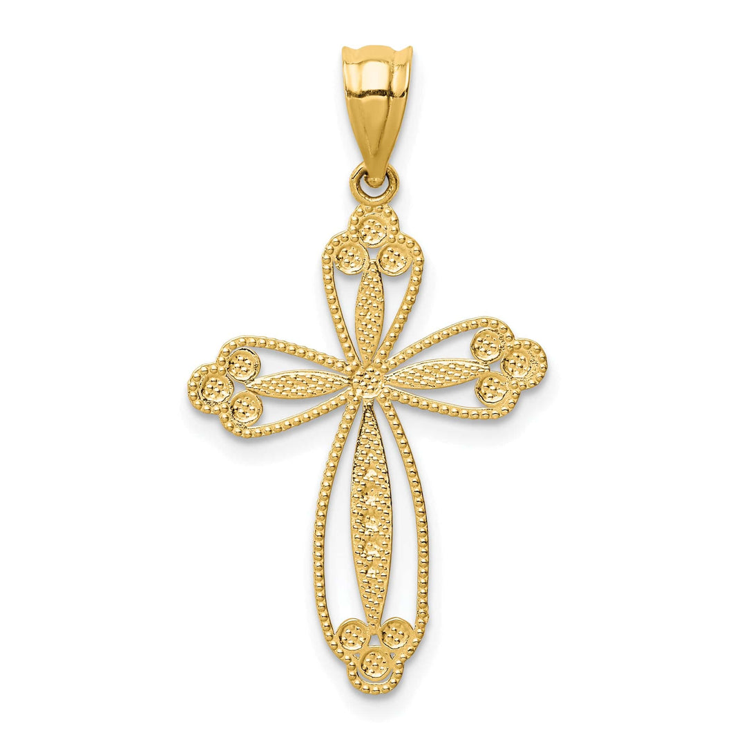 Lovely Rita's Pendants & Charms 14k Yellow Gold Classic Design Budded Cross Pendant