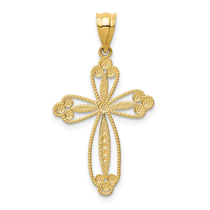 Lovely Rita's Pendants & Charms 14k Yellow Gold Classic Design Budded Cross Pendant