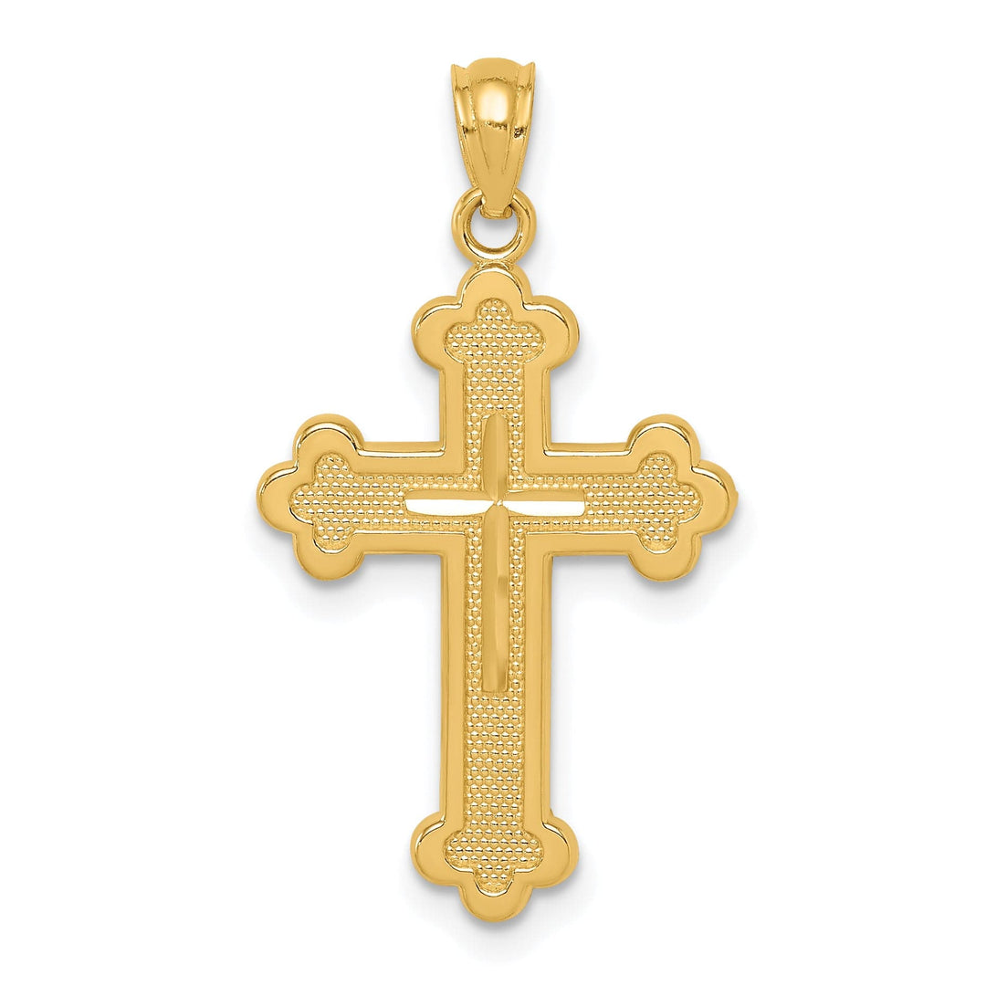 Lovely Rita's Pendants & Charms 14k Yellow Gold Classic Design Budded Cross Pendant
