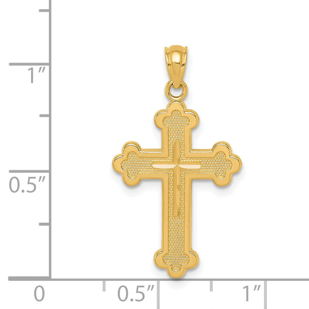 Lovely Rita's Pendants & Charms 14k Yellow Gold Classic Design Budded Cross Pendant