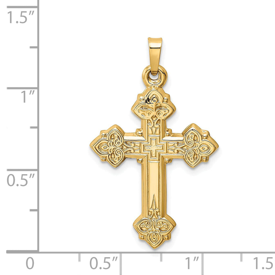 Lovely Rita's Pendants & Charms 14k Yellow Gold Classic Design Budded Cross Pendant