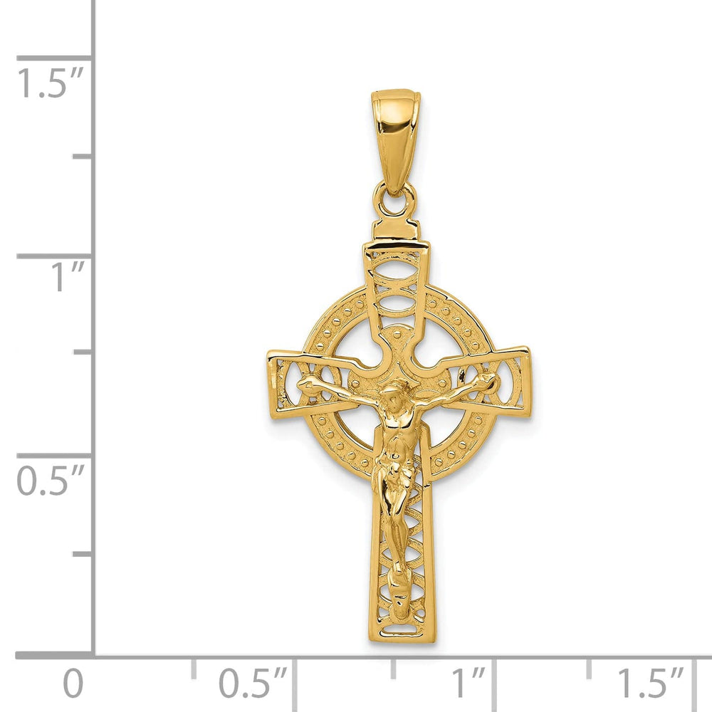Lovely Rita's Pendants & Charms 14K Yellow Gold Classic Polished Celtic Crucifix Cross Pendant