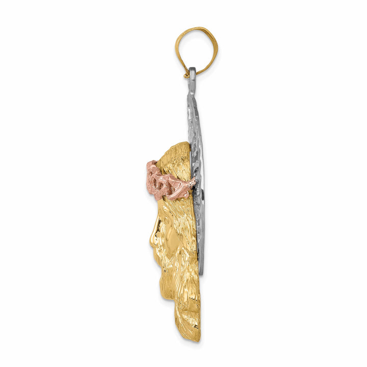 Lovely Rita's Pendants & Charms 14K Yellow Gold Classic Polished Diamond-Cut Large Jesus Pendant