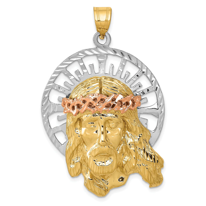 Lovely Rita's Pendants & Charms 14K Yellow Gold Classic Polished Diamond-Cut Large Jesus Pendant