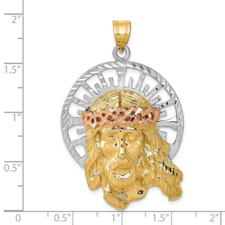 Lovely Rita's Pendants & Charms 14K Yellow Gold Classic Polished Diamond-Cut Large Jesus Pendant