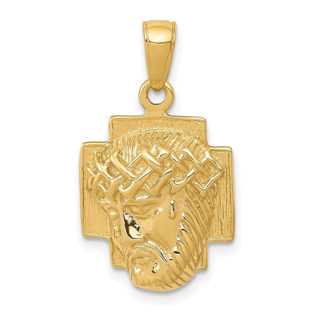 Lovely Rita's Pendants & Charms 14K Yellow Gold Classic Polished Small Jesus Head with Crown Pendant