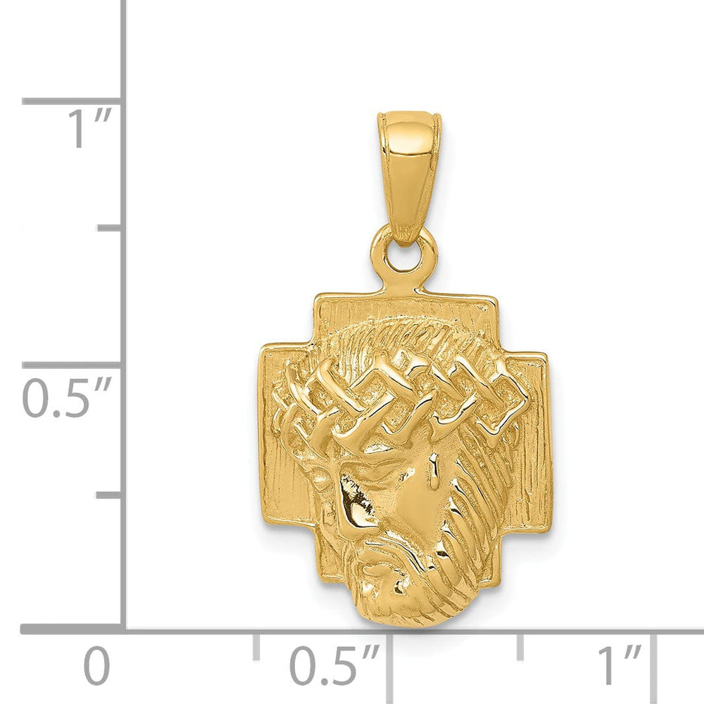 Lovely Rita's Pendants & Charms 14K Yellow Gold Classic Polished Small Jesus Head with Crown Pendant
