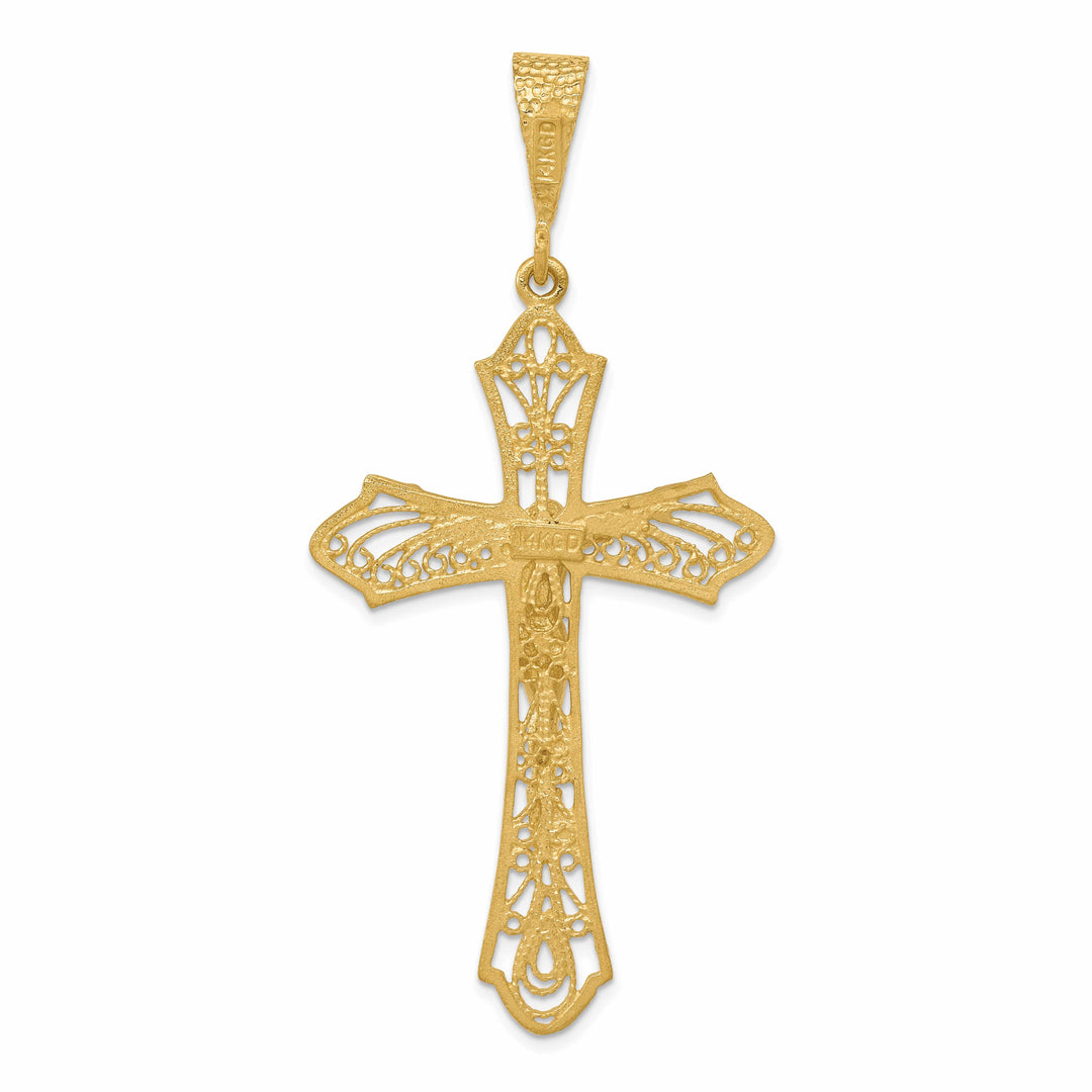 Lovely Rita's Pendants & Charms 14K Yellow Gold Classic Satin Diamond-Cut Iona Crucifix Cross