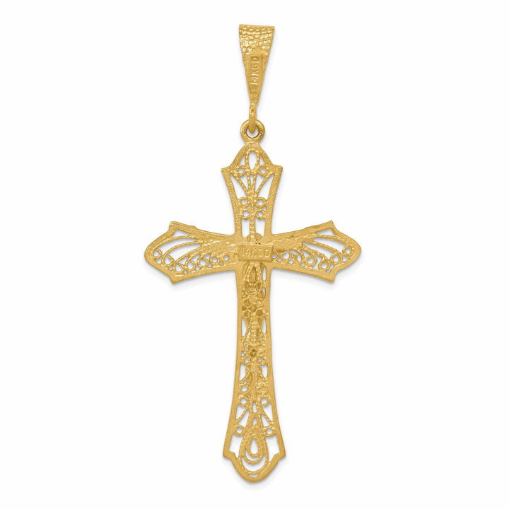 Lovely Rita's Pendants & Charms 14K Yellow Gold Classic Satin Diamond-Cut Iona Crucifix Cross