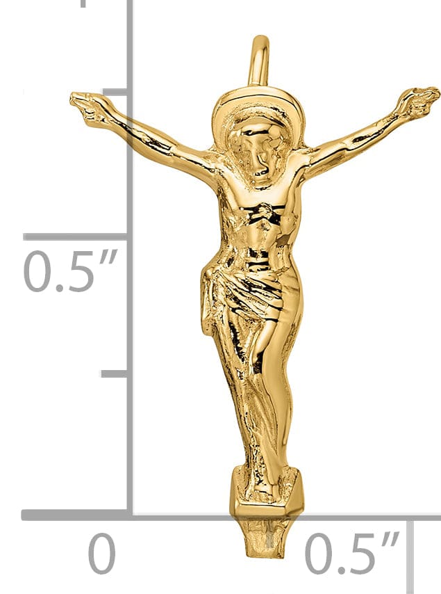 Lovely Rita's Pendants & Charms 14K Yellow Gold Classic Solid Risen Christ Chain Slide