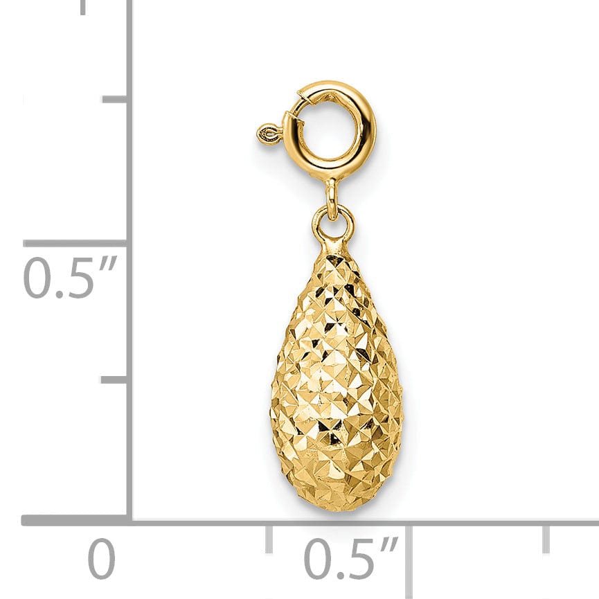 Lovely Rita's Pendants & Charms 14K Yellow Gold D.C Filgree Teardrop Design with Spring Ring Clasp Charm