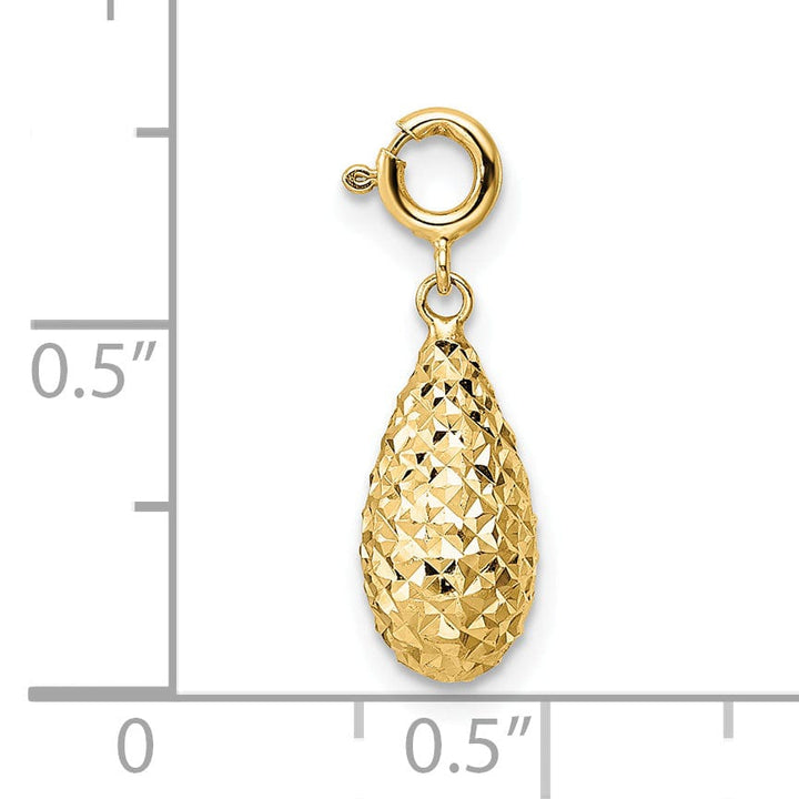 Lovely Rita's Pendants & Charms 14K Yellow Gold D.C Filgree Teardrop Design with Spring Ring Clasp Charm