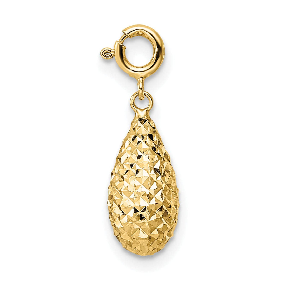 Lovely Rita's Pendants & Charms 14K Yellow Gold D.C Filgree Teardrop Design with Spring Ring Clasp Charm