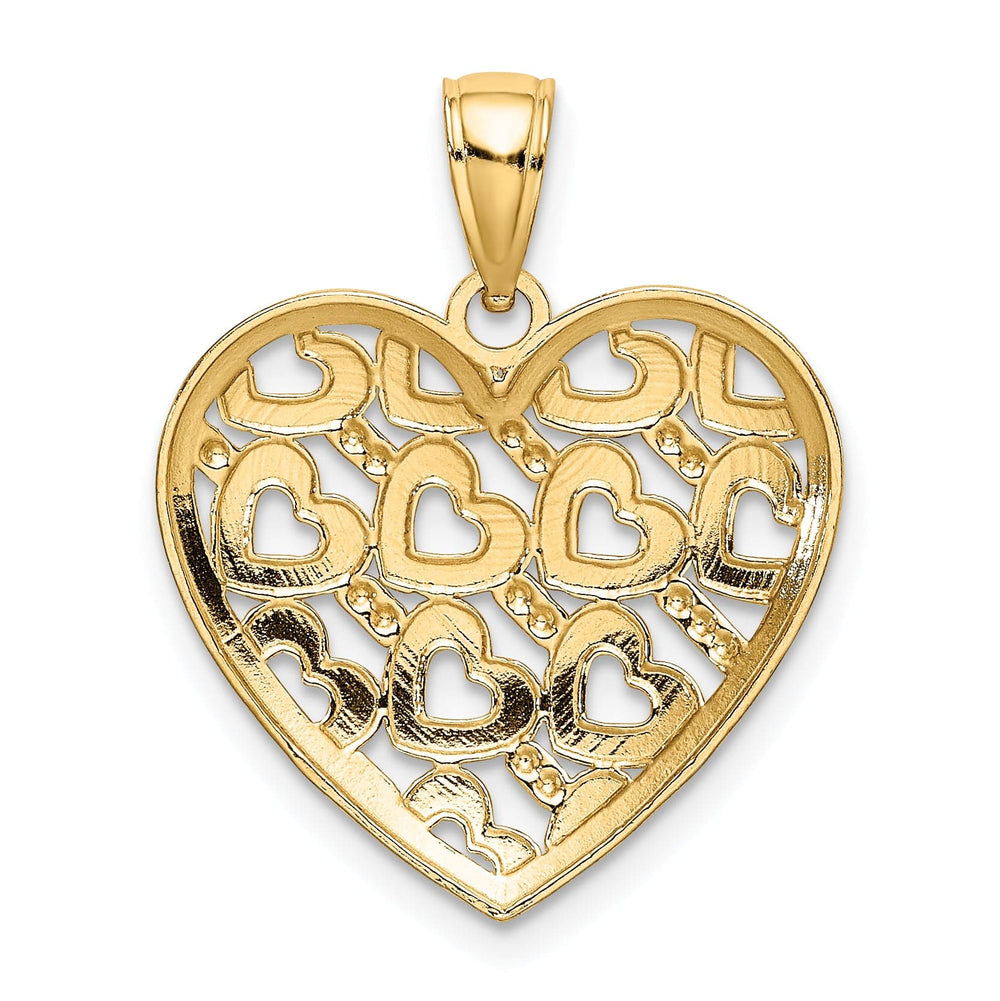 Lovely Rita's Pendants & Charms 14k Yellow Gold D.C Filigree Heart Pattern Heart Pendant