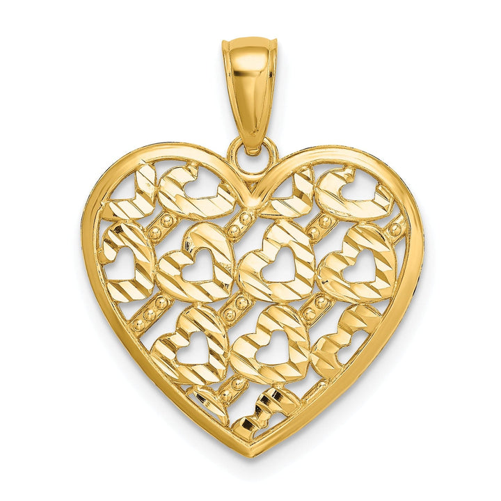 Lovely Rita's Pendants & Charms 14k Yellow Gold D.C Filigree Heart Pattern Heart Pendant