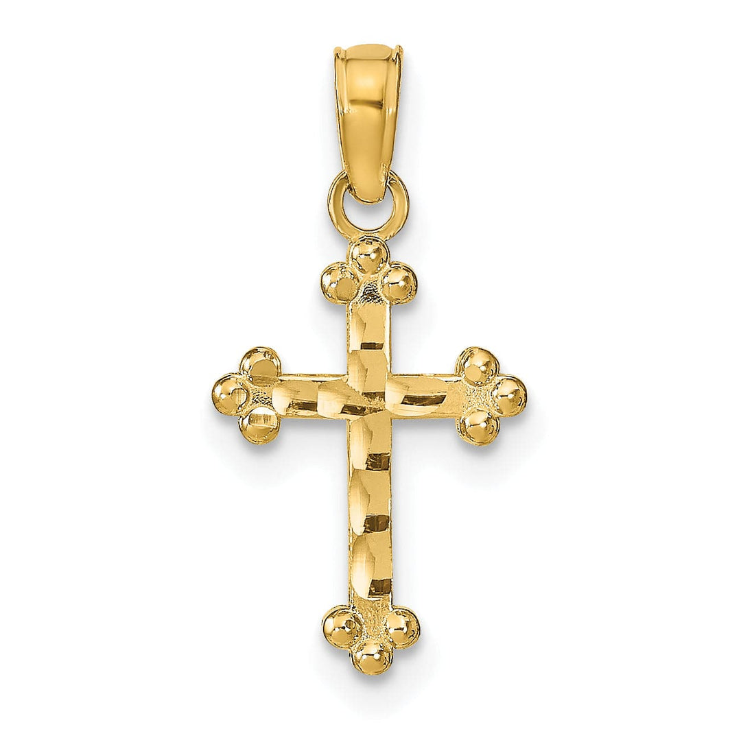 Lovely Rita's Pendants & Charms 14k Yellow Gold D.C Finish Budded Cross Pendant