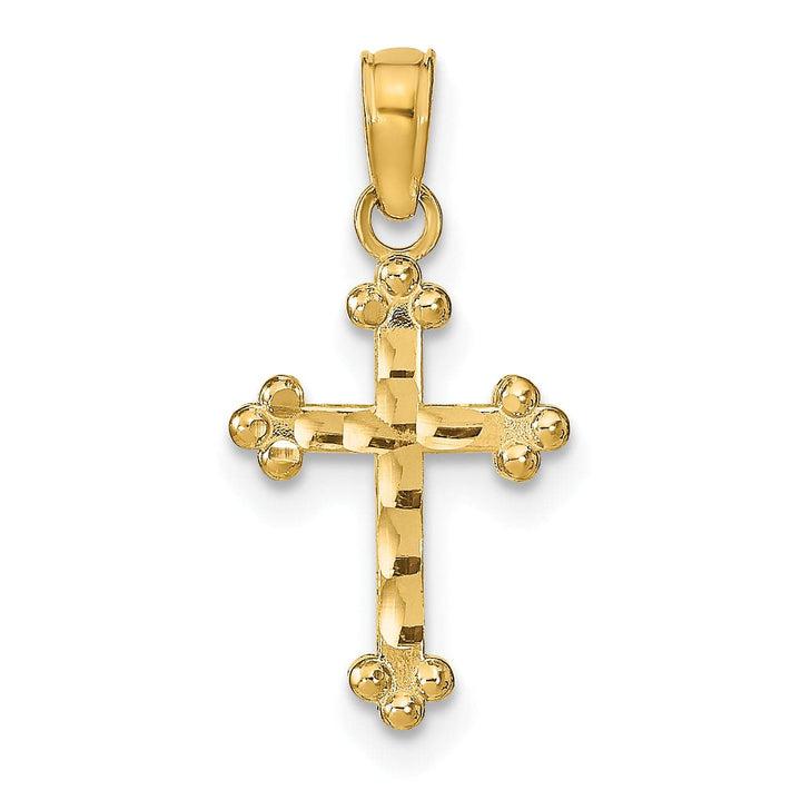 Lovely Rita's Pendants & Charms 14k Yellow Gold D.C Finish Budded Cross Pendant