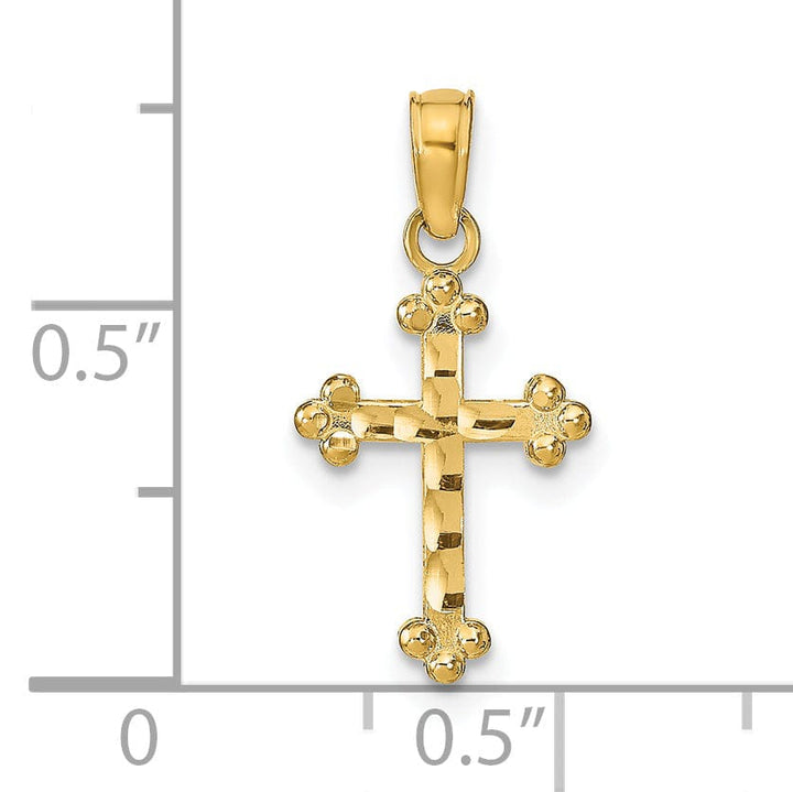 Lovely Rita's Pendants & Charms 14k Yellow Gold D.C Finish Budded Cross Pendant