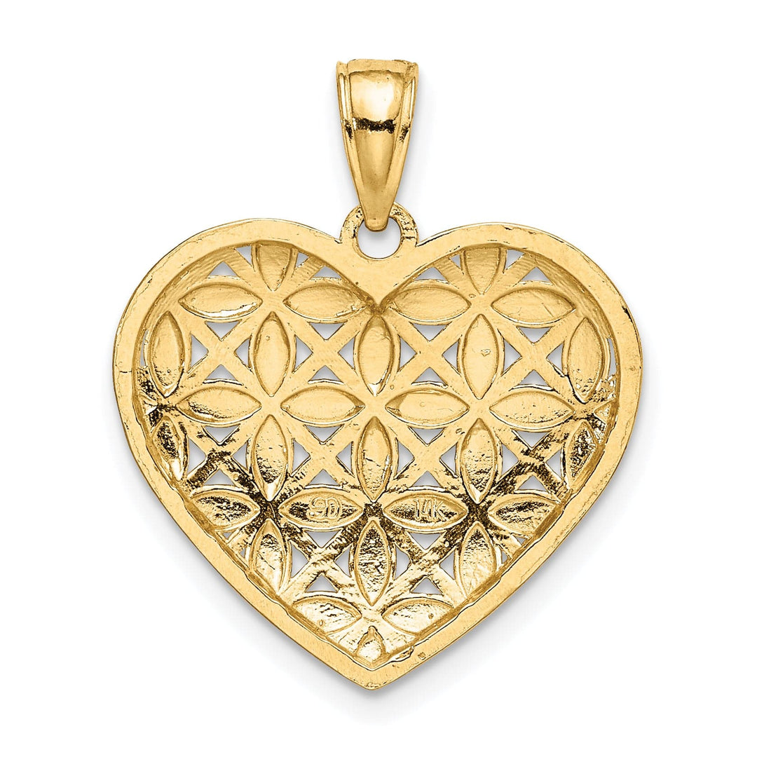 Lovely Rita's Pendants & Charms 14k Yellow Gold D.C Leaves In Heart Filigree Pendant