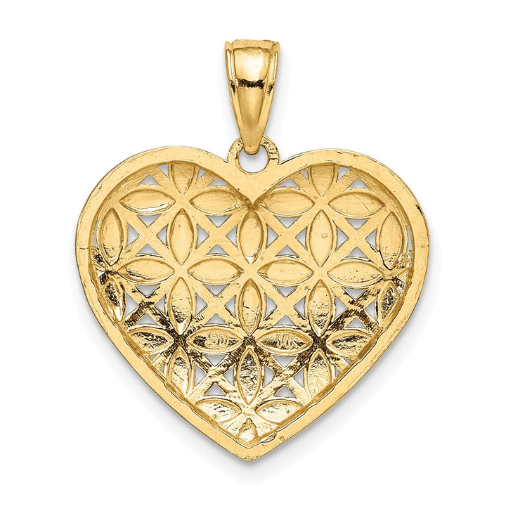 Lovely Rita's Pendants & Charms 14k Yellow Gold D.C Leaves In Heart Filigree Pendant