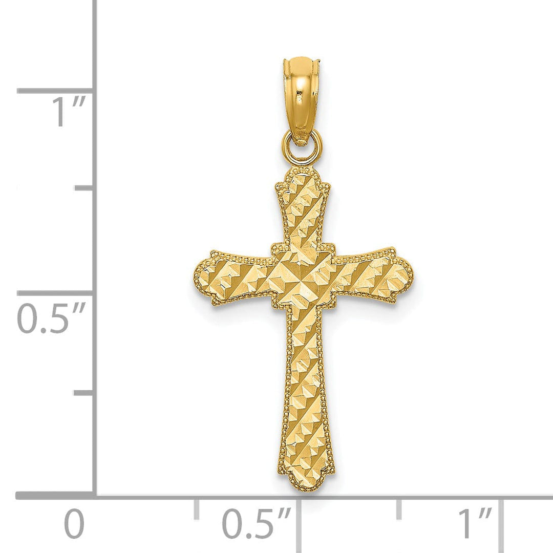 Lovely Rita's Pendants & Charms 14K Yellow Gold D.C Striped Design Cross Pendant