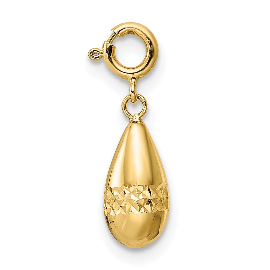 Lovely Rita's Pendants & Charms 14K Yellow Gold D.C Teardrop Design with Spring Ring Clasp Charm