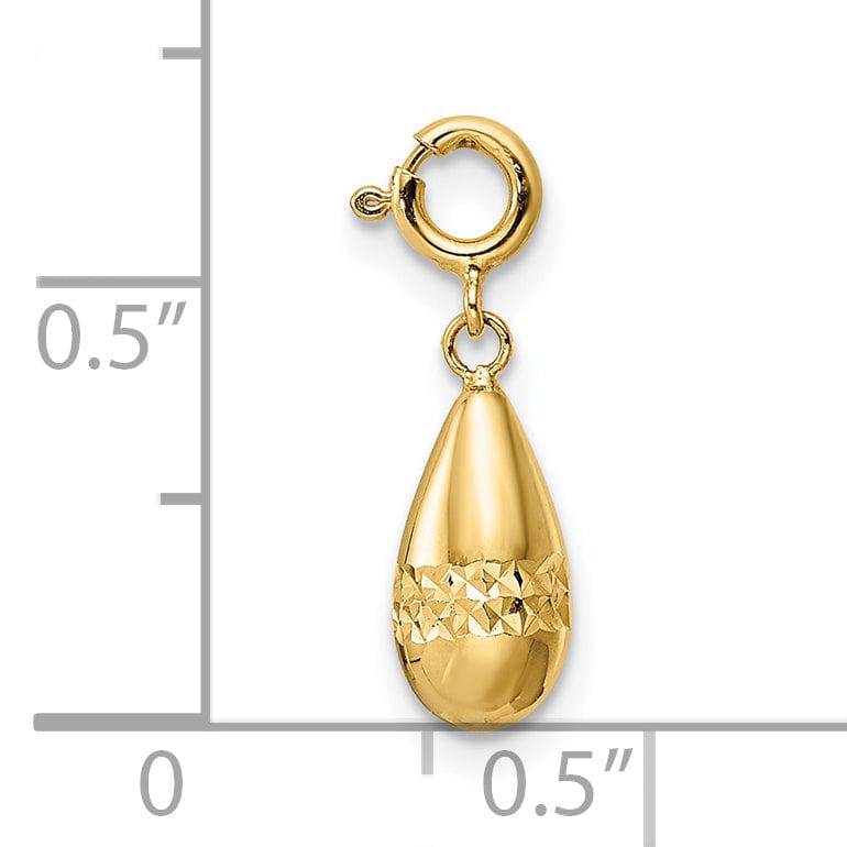 Lovely Rita's Pendants & Charms 14K Yellow Gold D.C Teardrop Design with Spring Ring Clasp Charm